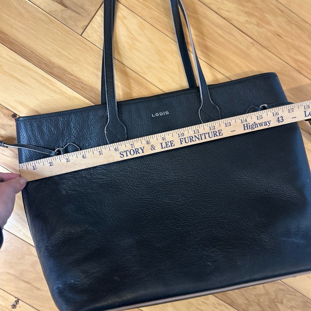 Lodis Black Pebbled Leather Tote Bag - Picture 13 of 14